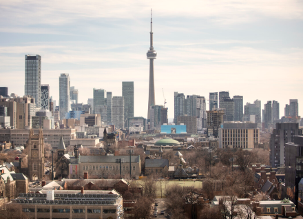 An exterior view of the Toronto skyline.